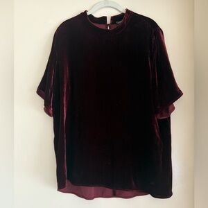 Worn once! Eileen Fisher Red Velvet Blouse Relaxed Fit- perfect condition!Size L